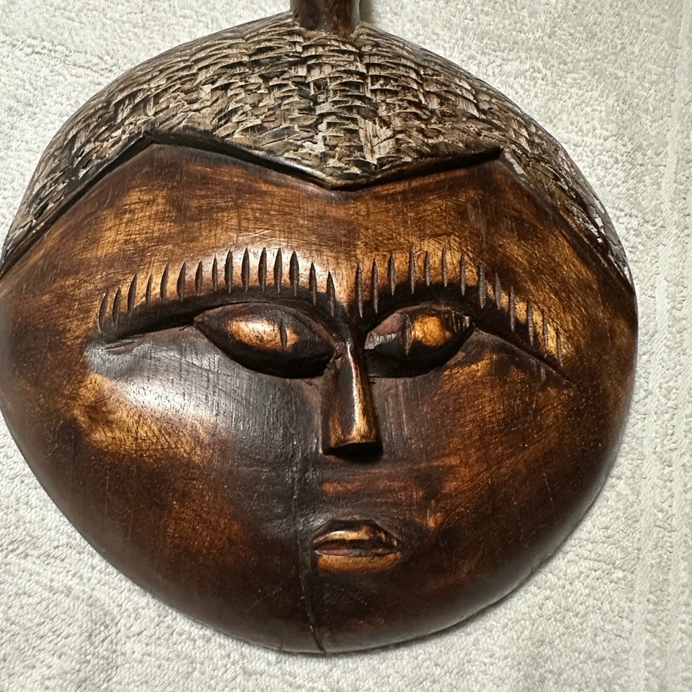 Brown Abstract African Wooden Sculpture